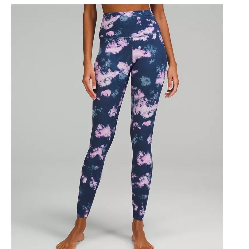 LULULEMON athletica Navy & Pink Tie-Dye High-Rise Leggings